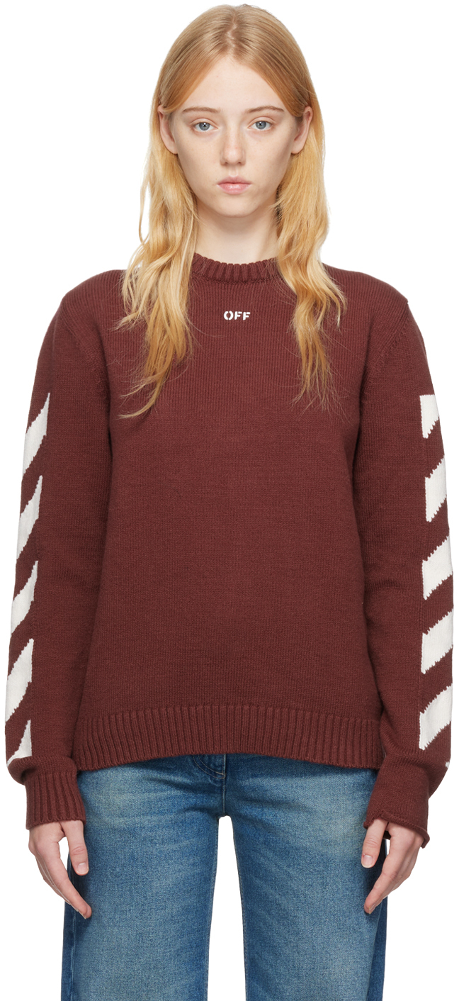 Burgundy Diag Sweater by Off-White on Sale