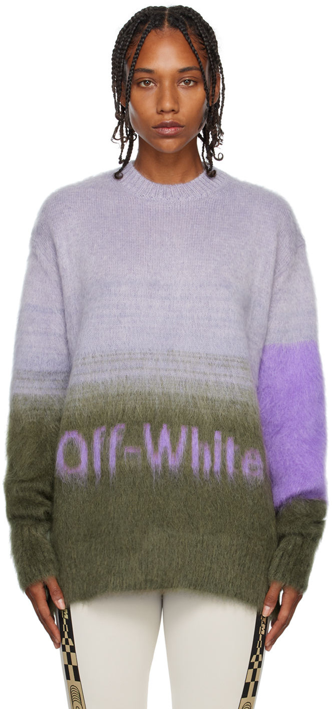 Off-White Purple & Green Helvetica Sweater