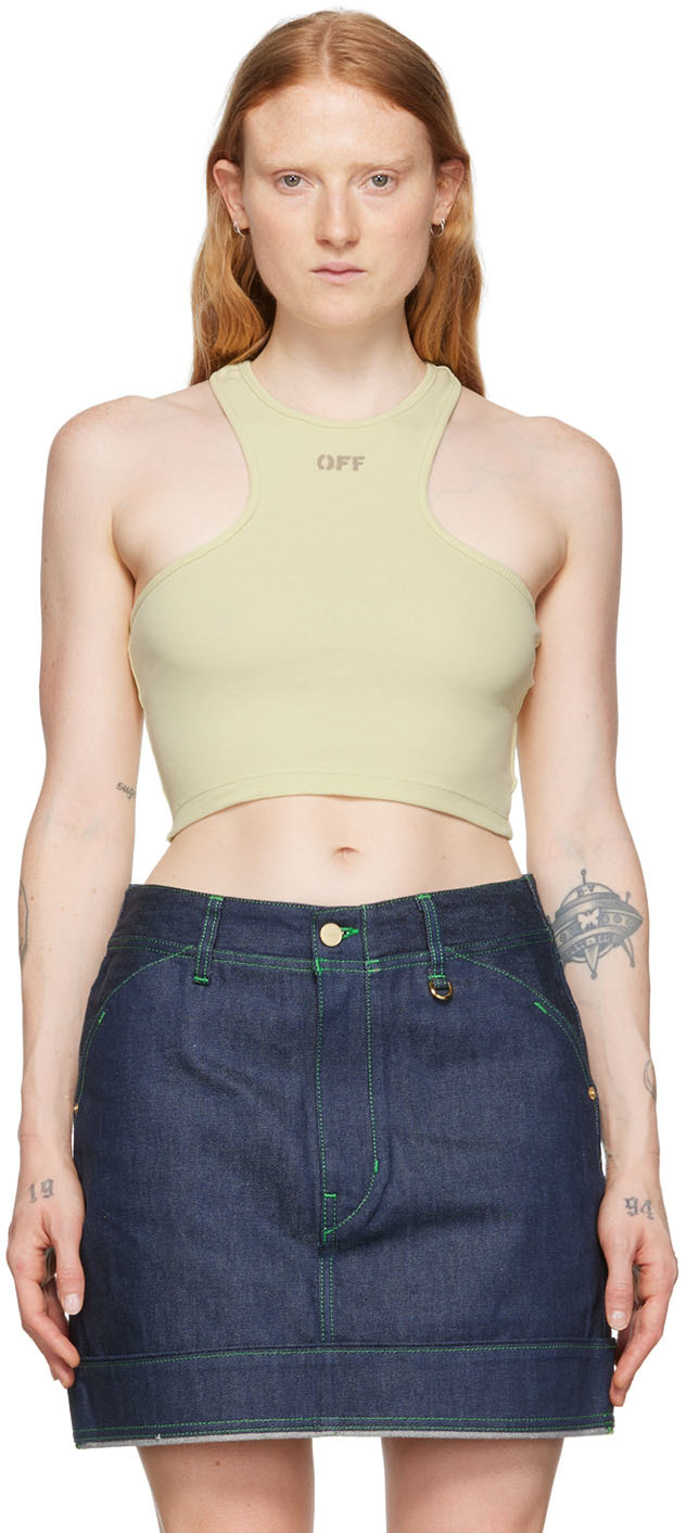 Off-White Green Cropped Tank Top