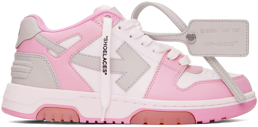 White & Pink Out Of Office Sneakers by Off-White on Sale