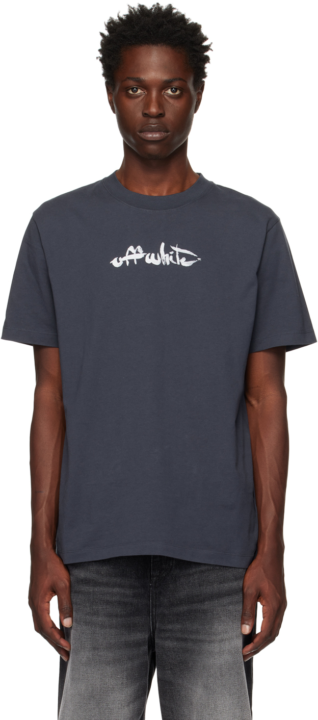 Off-White Navy Paint T-Shirt