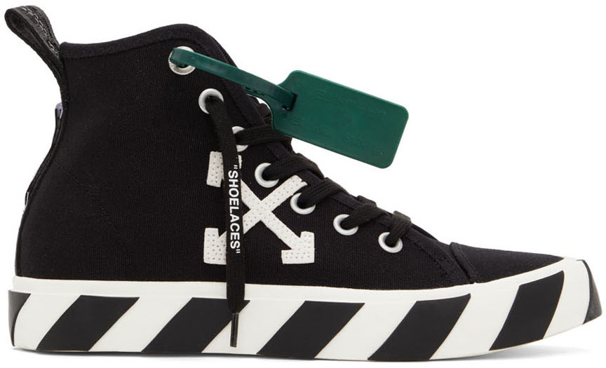 Black Mid-Top Vulcanized Sneakers by Off-White on Sale