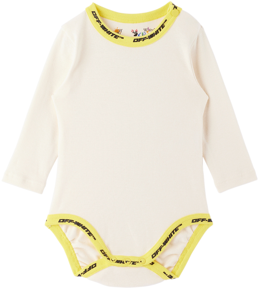 Shop Off-white Baby  & Yellow Industrial Trim Bodysuit In Off White Yellow