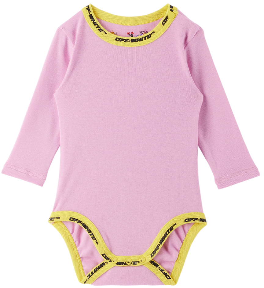 Shop Off-white Baby Pink & Yellow Industrial Trim Bodysuit In Pink Yellow