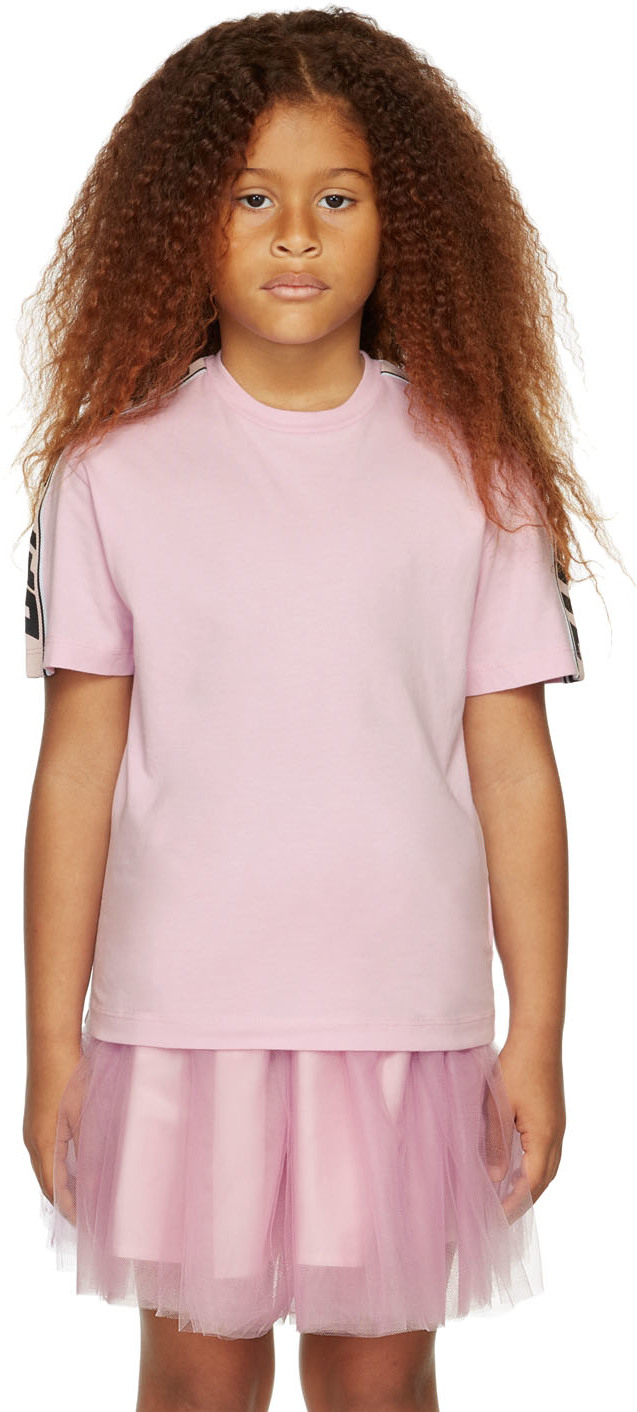 Ssense Abbigliamento Top e t-shirt T-shirt T-shirt a maniche corte Kids Pink Logo Band T-Shirt 