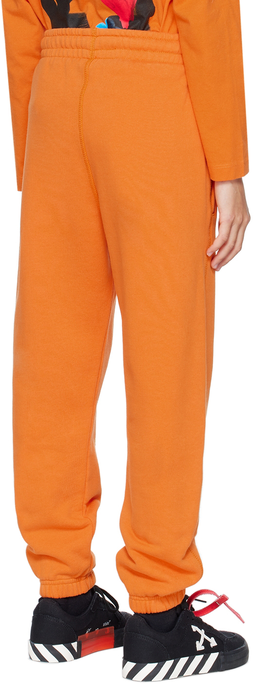 Off-white Motif-print Cotton Sweatpants In Orange Multicolor