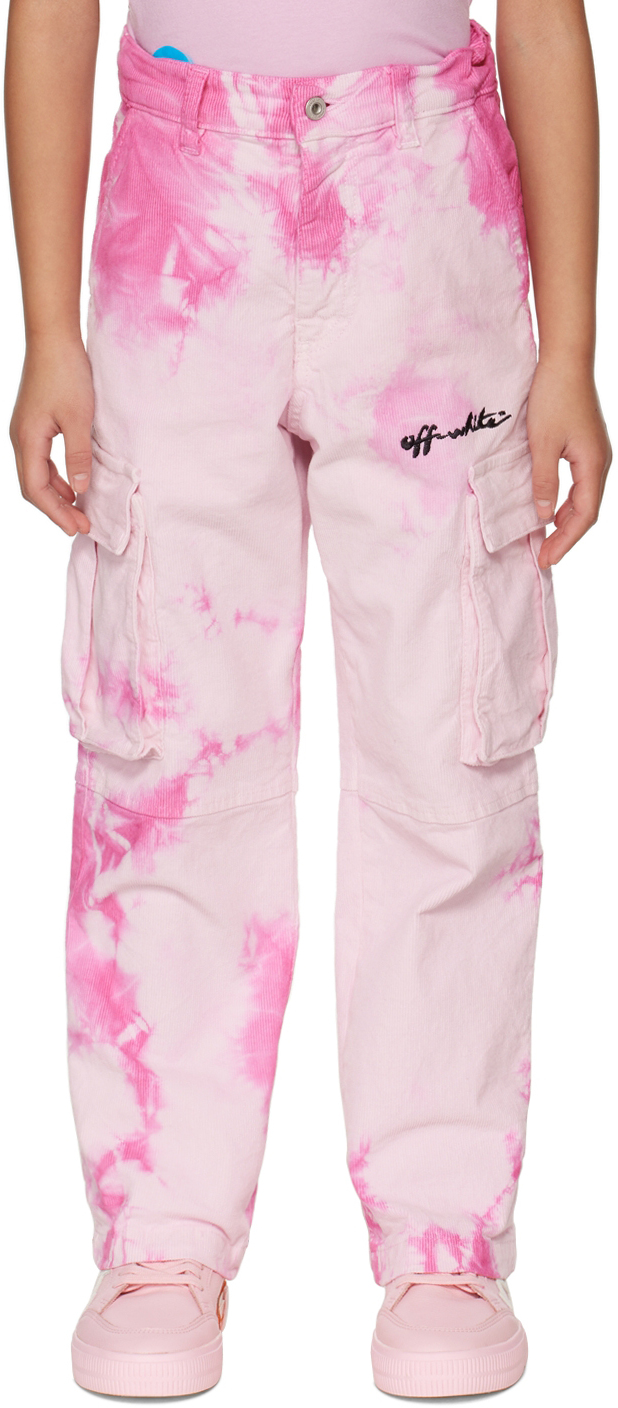 Kids Pink Tie-Dye Cargo Pants by Off-White on Sale