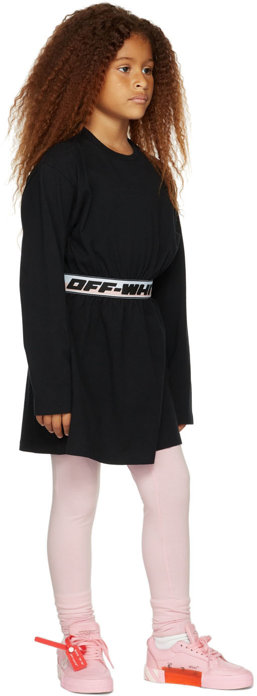 Off-white Kids Pink Logo Stretch-cotton Leggings In Pink Black
