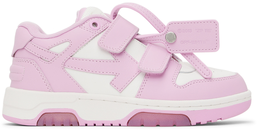 OFF-WHITE KIDS PINK & WHITE OUT OF OFFICE STRAPS SNEAKERS