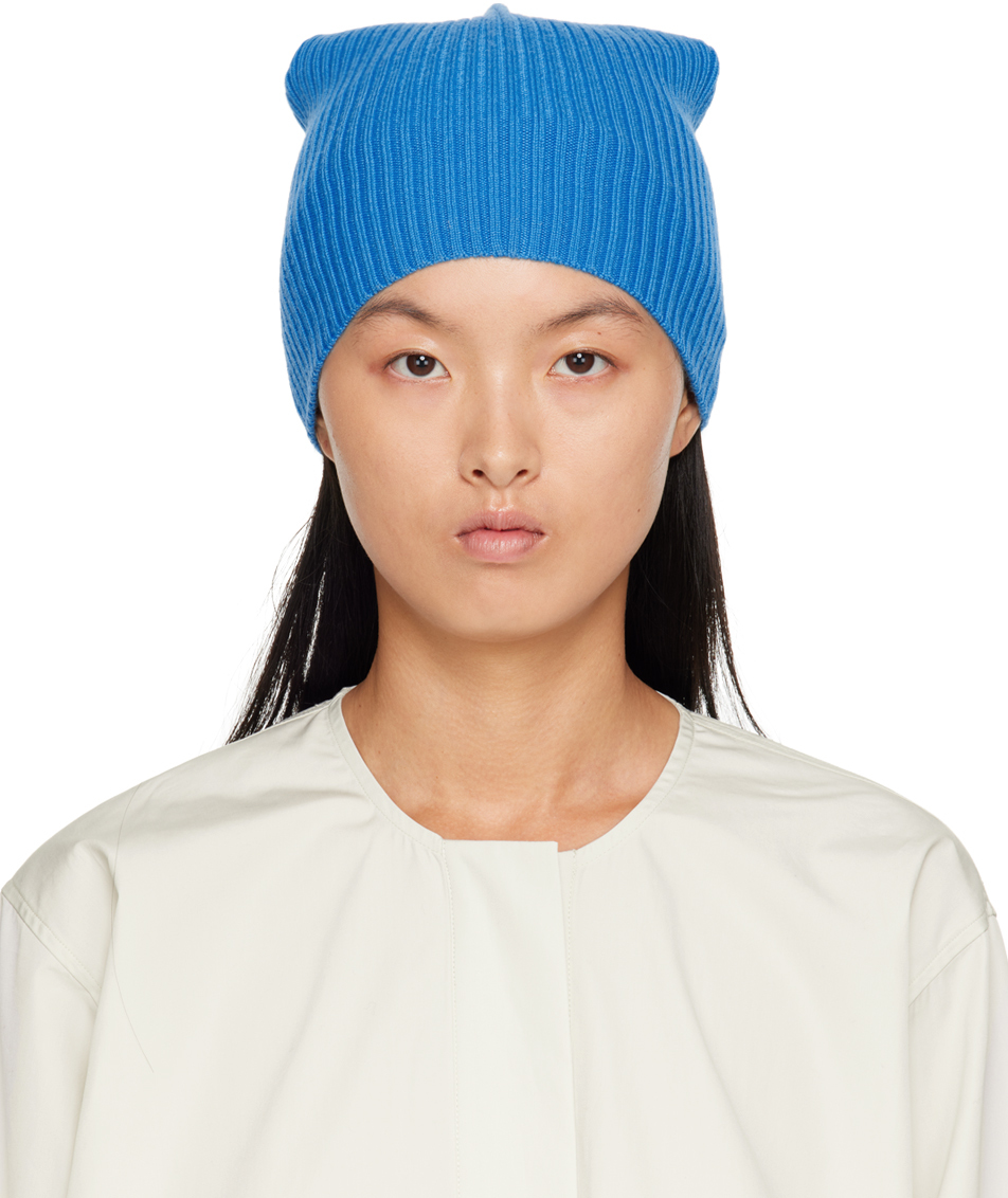 SSENSE Women Accessories Headwear Beanies Blue Cable Knit Beanie 