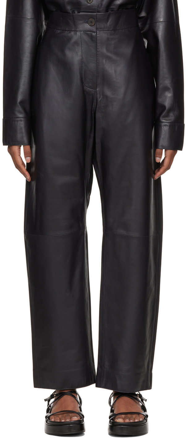 Studio Nicholson: Black Seena Leather Pants | SSENSE Canada