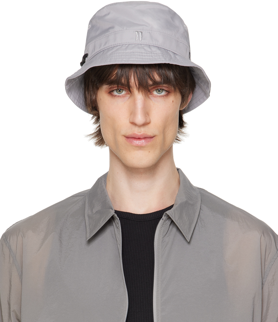 Gray Embroidered Bucket Hat