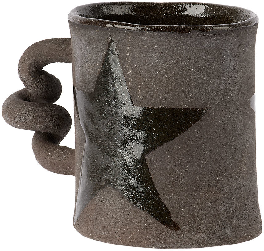 Harlie Brown Studio Black Star Wiggle Mug In Black Clay