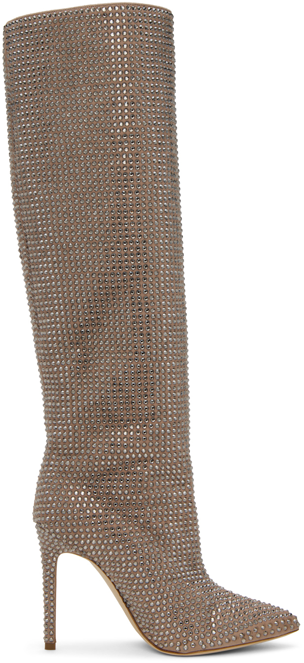【PARIS TEXAS】 HOLLY BOOTS 関税/送料込 Holly embellished leather knee-high boots in green - Paris