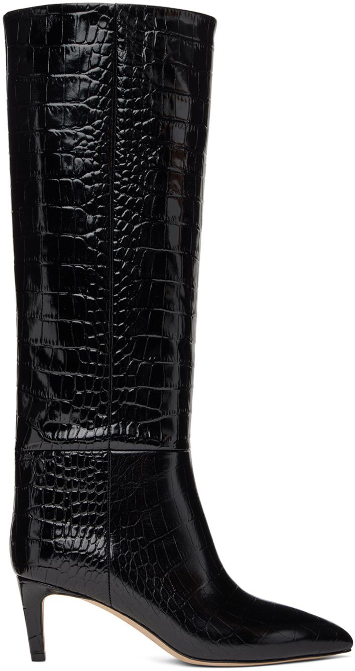 Paris Texas: Black Croc Tall Boots | SSENSE