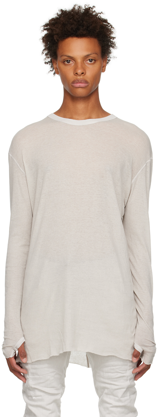 Boris Bidjan Saberi Grey Object-dyed Long Sleeve T-shirt In Light Grey