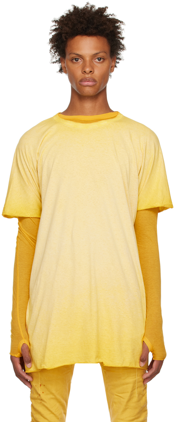 Boris Bidjan Saberi Yellow One Piece T-shirt In Faded Fat