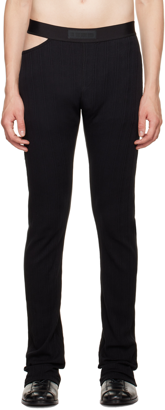 LGN Louis Gabriel Nouchi Black Asymmetric Opening Lounge Pants