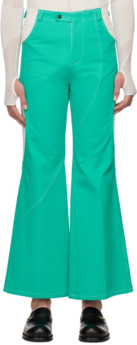 Head Of State Green & White Ojo Trousers