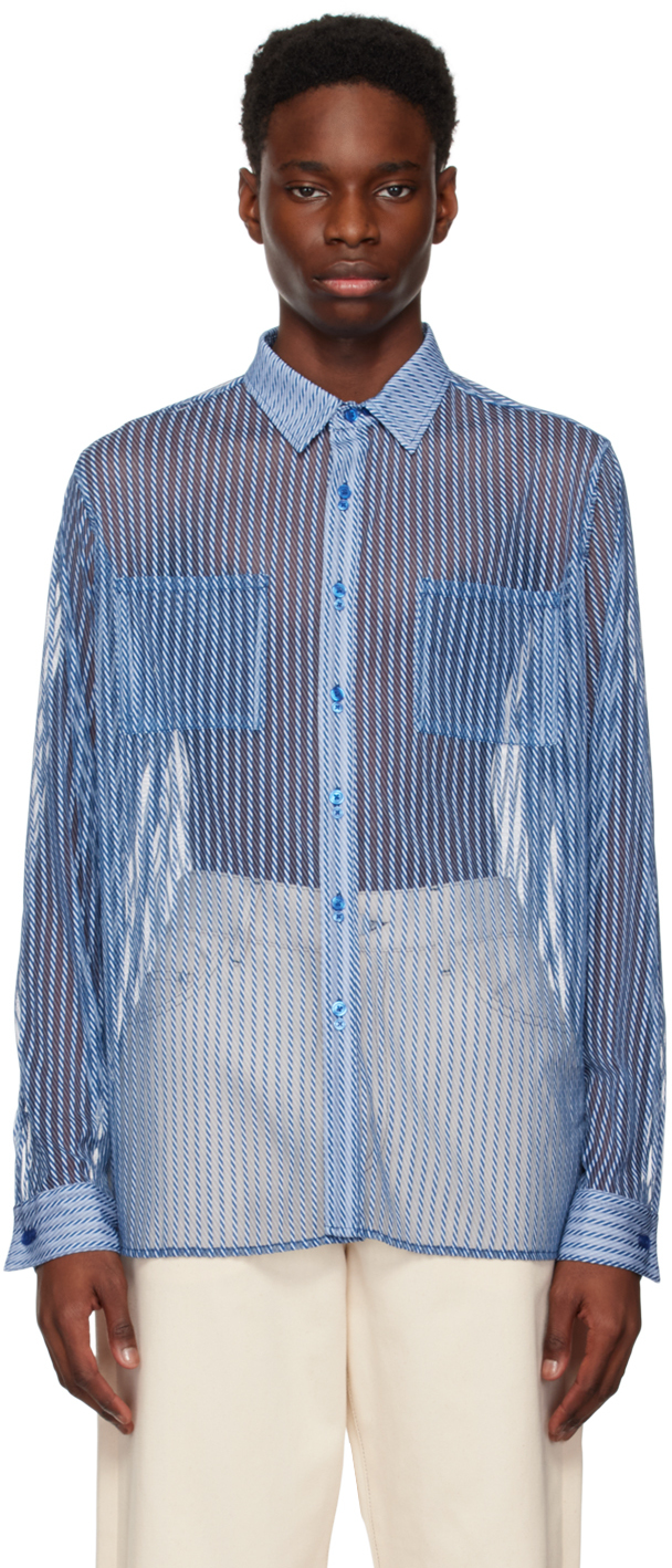 Blue Alaka Shirt by HEAD OF STATE on Sale