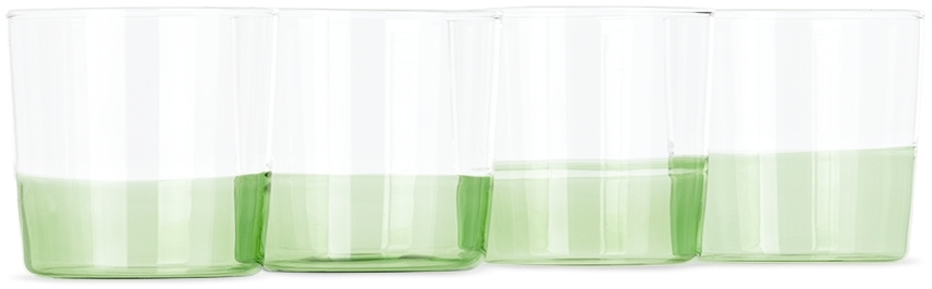 Ichendorf Milano Green Light Water Glass Set, 4 Pcs In Green/clear
