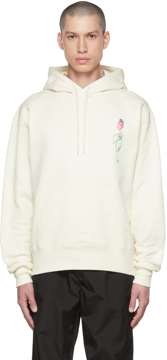Soulland Off-white Flower Hoodie In Off White