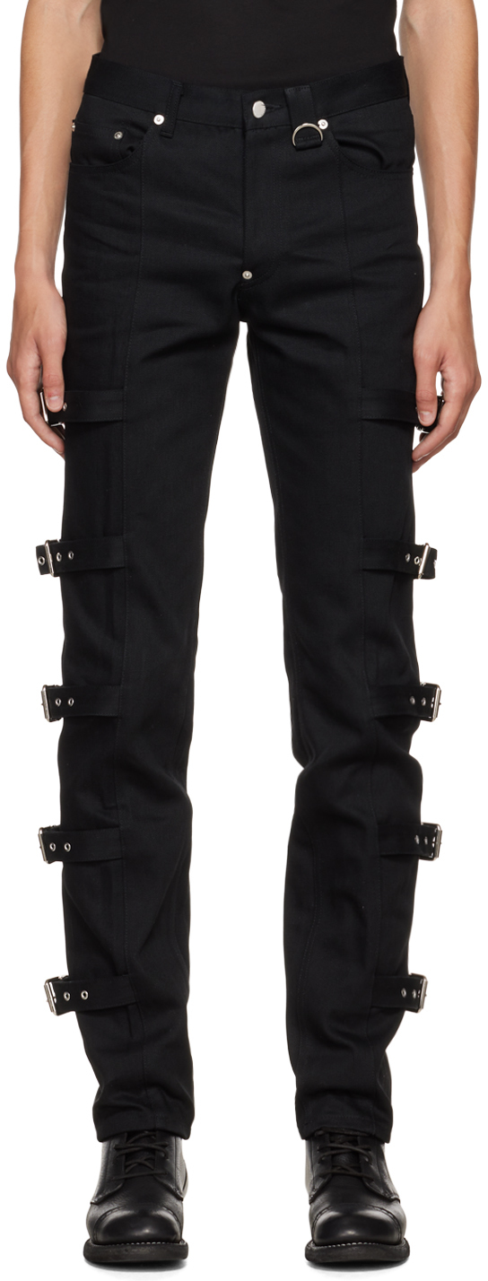 Black Bondage Jeans by Johnlawrencesullivan on Sale