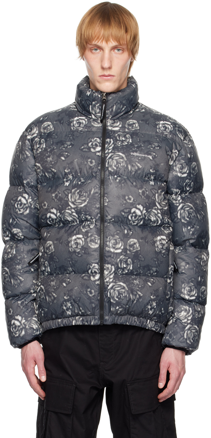 Gray Flower Down Jacket by thisisneverthat on Sale
