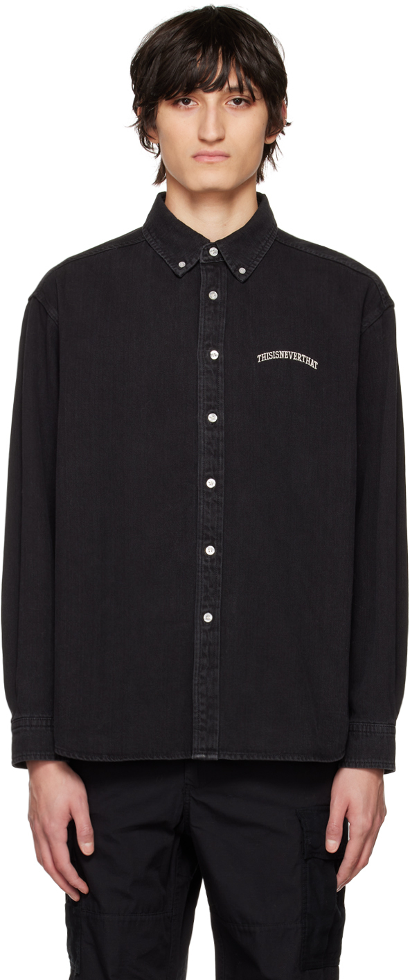 thisisneverthat: Black Washed Denim Shirt | SSENSE UK