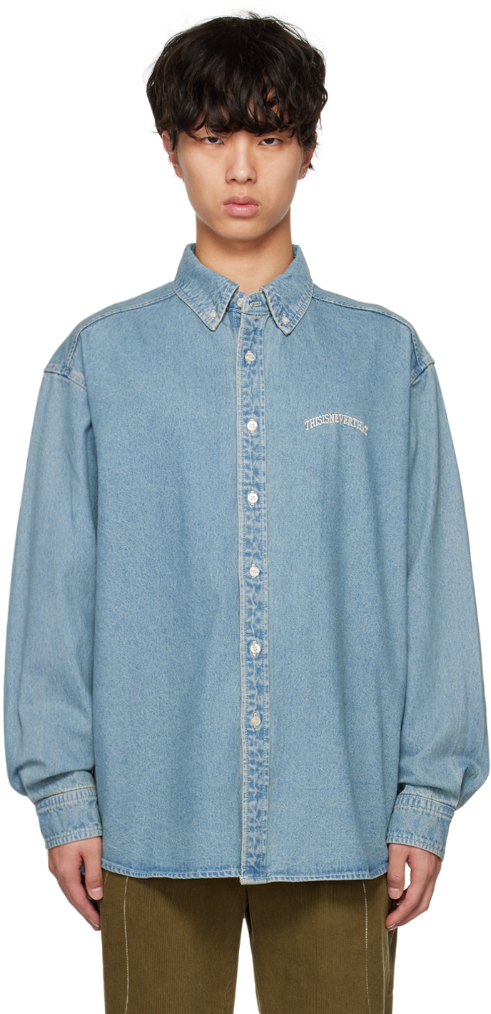 thisisneverthat: Blue Washed Jeans Shirt | SSENSE