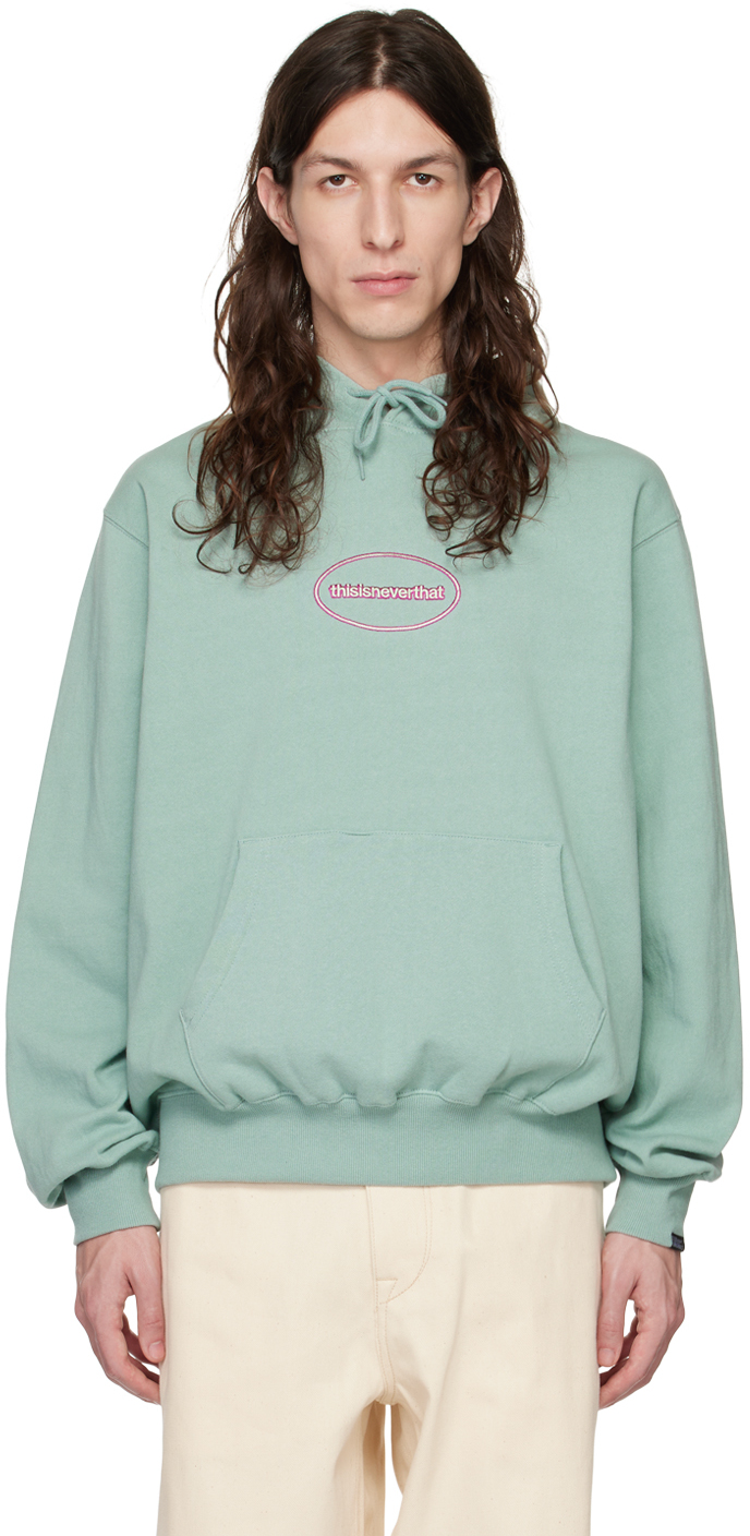 Thisisneverthat Green Embroidered Hoodie In Light Teal