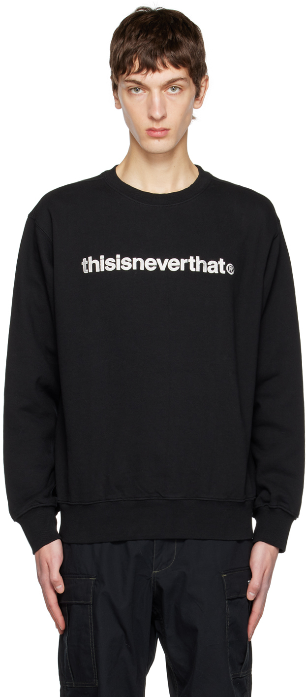thisisneverthat: Black Embroidered Sweatshirt | SSENSE Canada