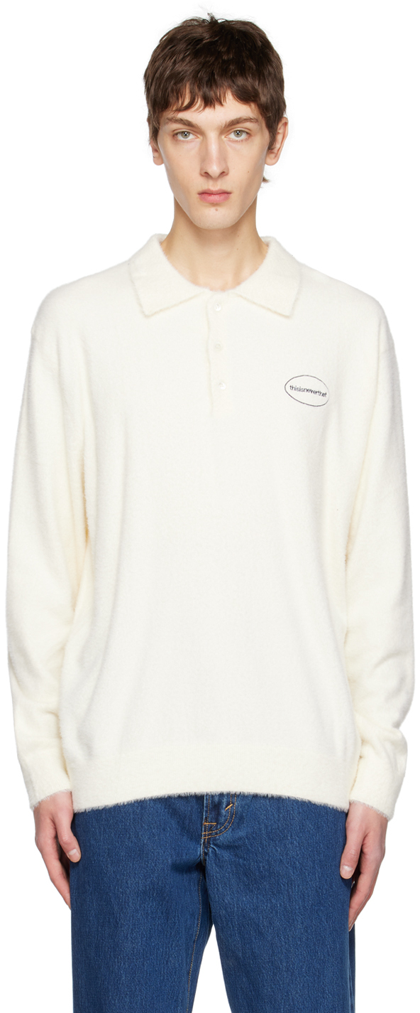 Shop Thisisneverthat Off-white Shaggy Polo In Ivory