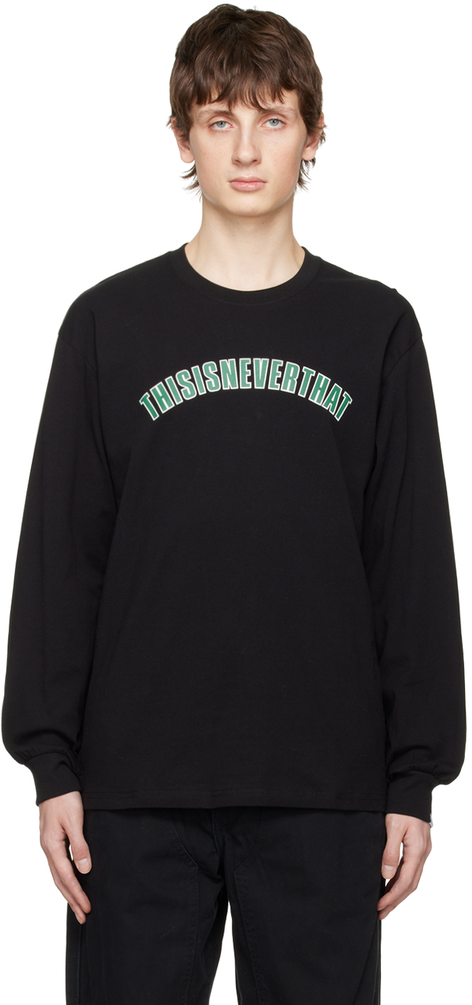 Black Printed Long Sleeve T-Shirt by thisisneverthat on Sale