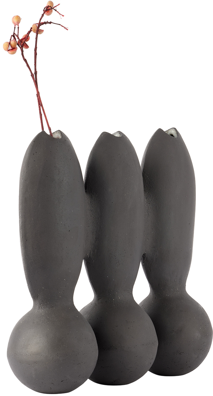 IAAI BLACK ITERA TRIPLE VASE