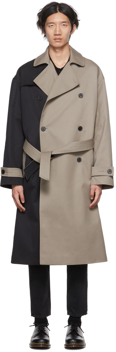 SSENSE Men Clothing Coats Trench Coats Black & Taupe Holden Trench Coat 