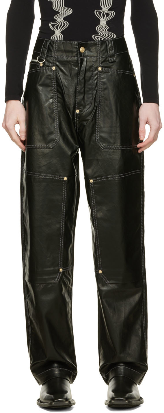 Black Mercury Faux-Leather Trousers by Eytys on Sale