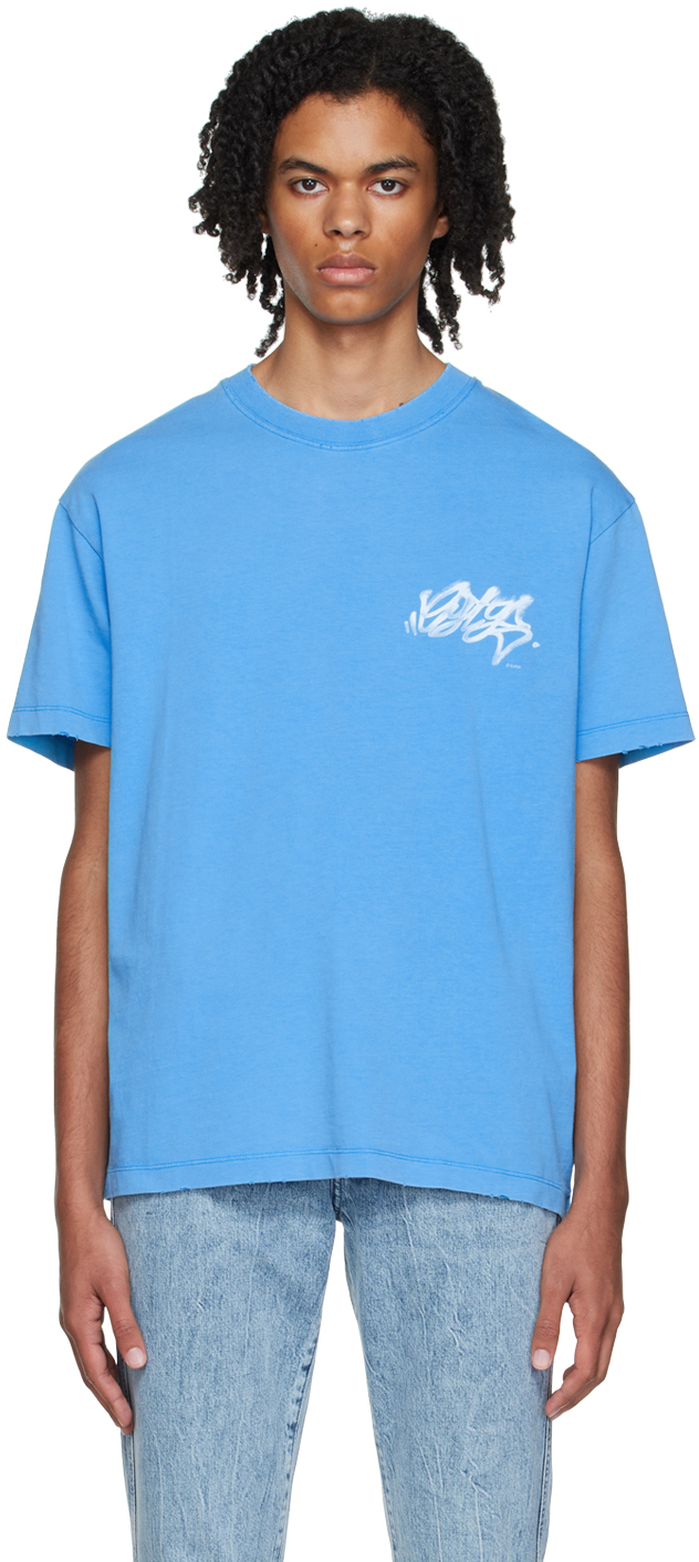 SSENSE Exclusive Blue Distressed T-Shirt