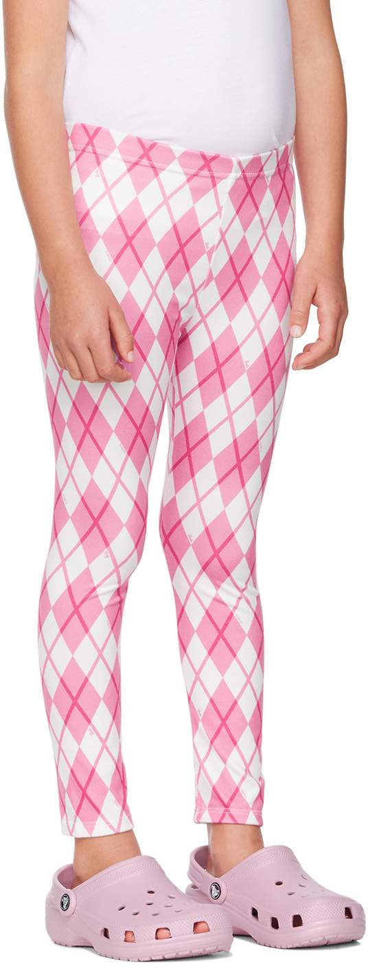 FLAKIKI SSENSE EXCLUSIVE KIDS PINK & WHITE BARBIE EDITION ARGYLE LOUNGE PANTS 