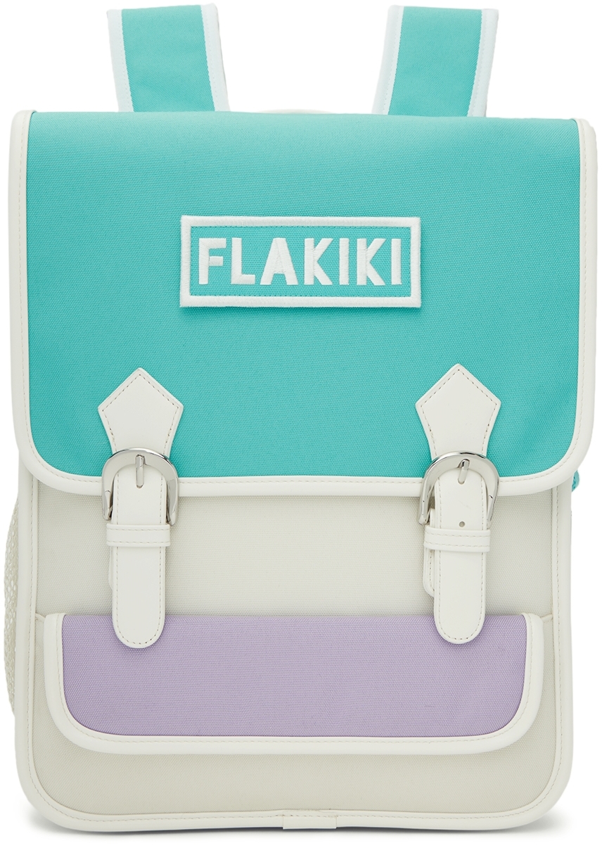 Flakiki Ssense Exclusive Kids Off-white & Blue Kiki School Bag In Sky Blue