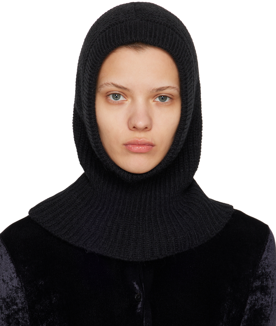 Black Rib Knit Balaclava