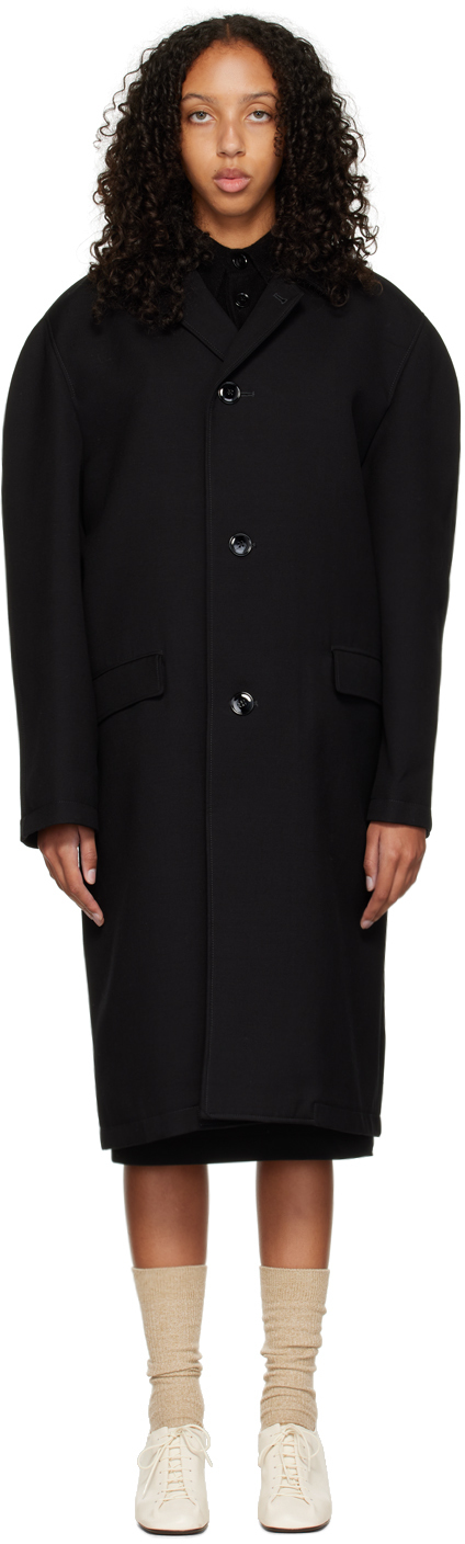 LEMAIRE Black Crombie Coat | Smart Closet