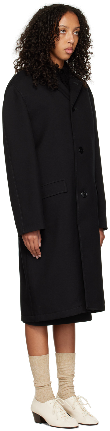 LEMAIRE Black Crombie Coat | Smart Closet