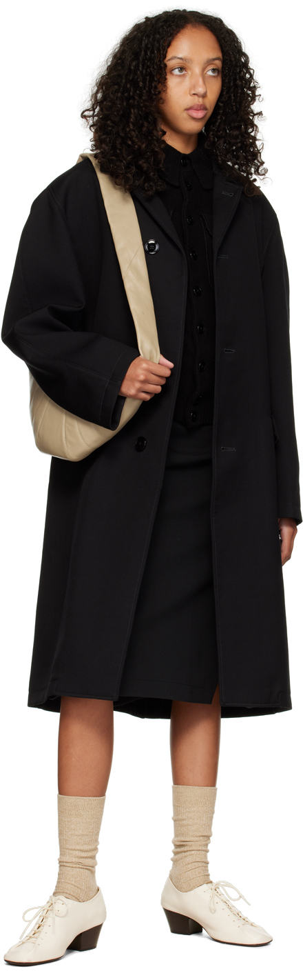 LEMAIRE Black Crombie Coat | Smart Closet