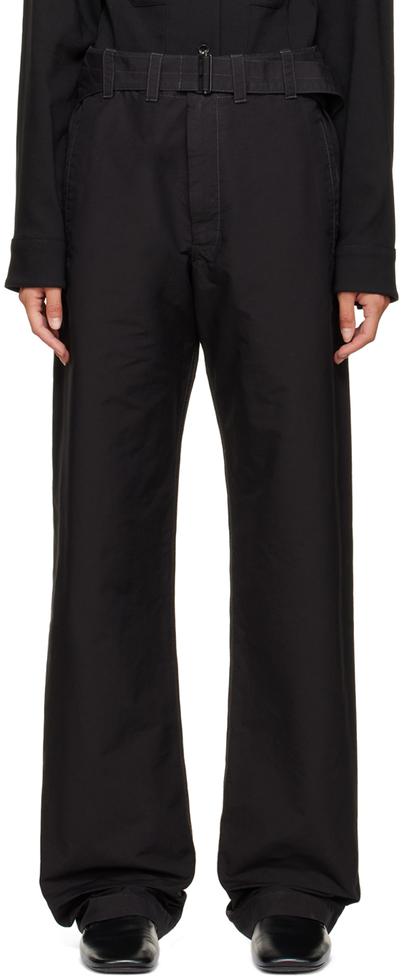 SSENSE Women Clothing Pants Chinos Black Belted Chino Trousers 