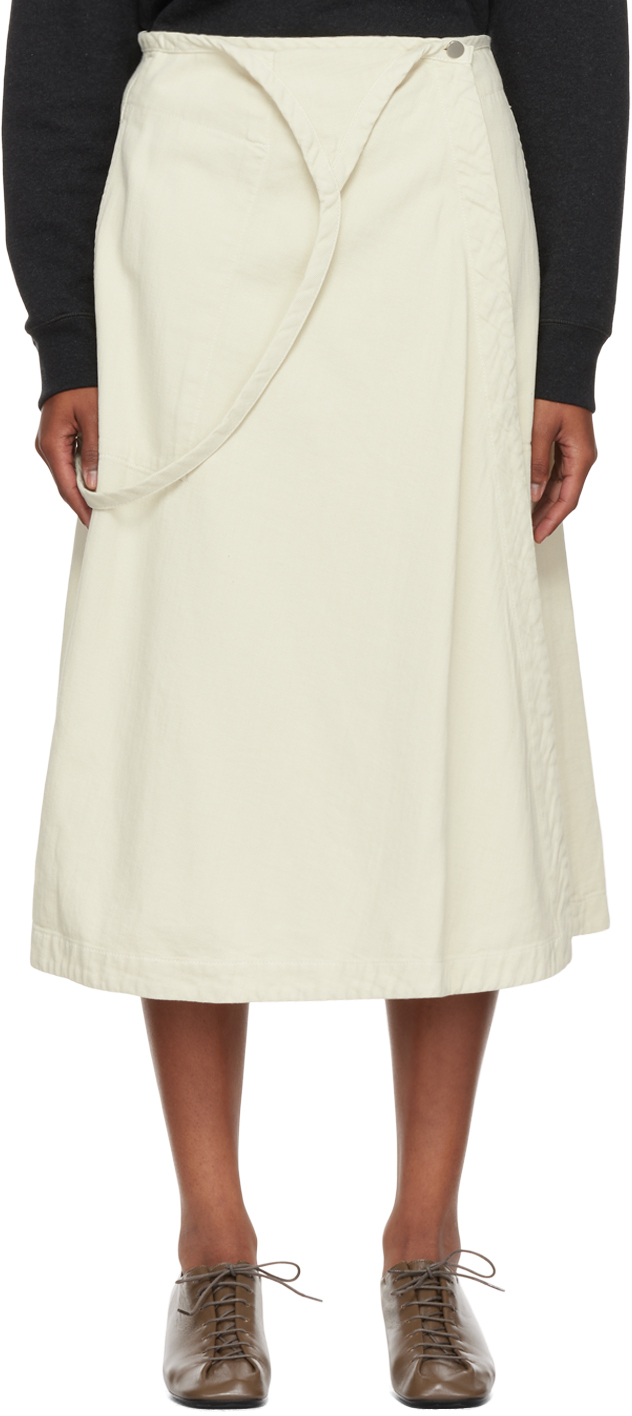 SSENSE Women Clothing Skirts Midi Skirts White Pleated Midi Skirt 