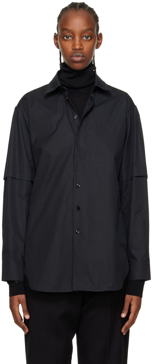 Black Slits Shirt by LEMAIRE on Sale