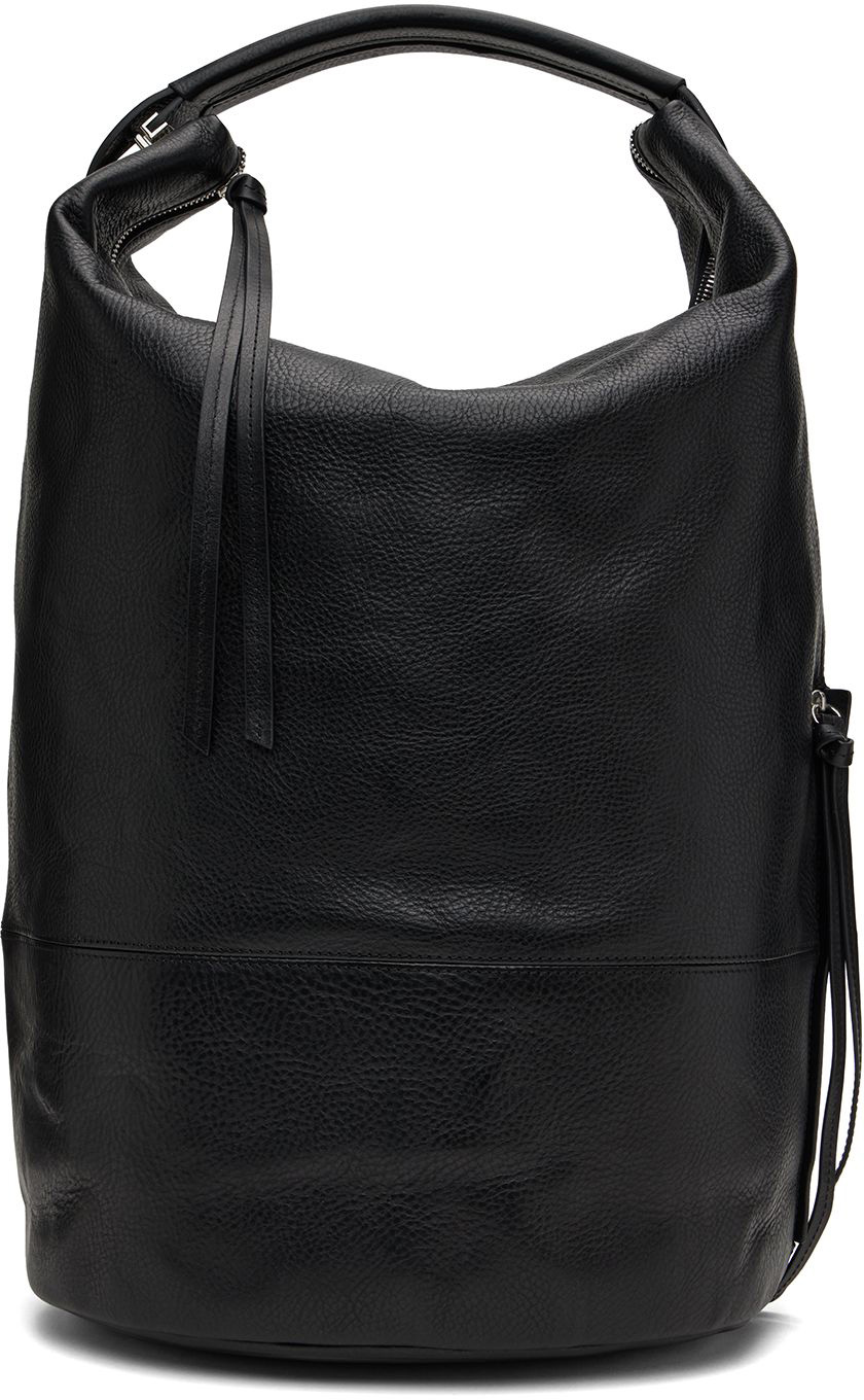 Lemaire Black Medium Pebbled Leather Backpack