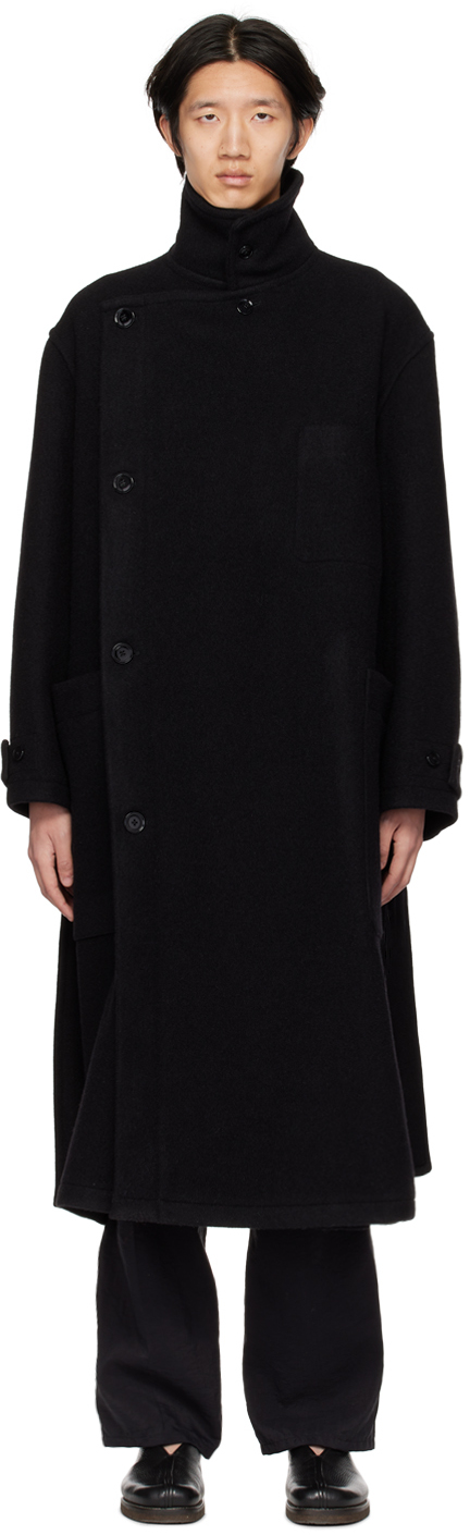 Lemaire Black Wrap Coat In Bk999 Black | ModeSens