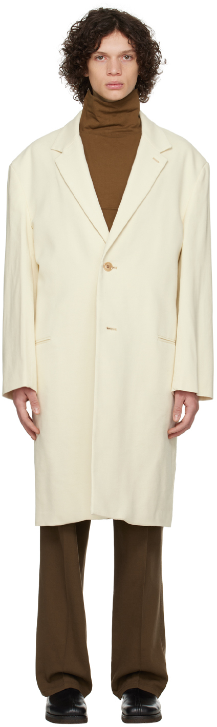 LEMAIRE: Off-White Chesterfield Coat | SSENSE
